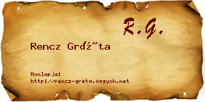 Rencz Gréta névjegykártya